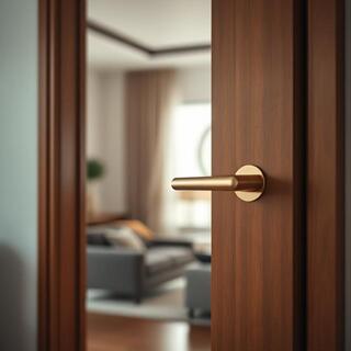 Residence corridors with brass levers