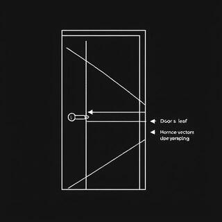 Door leaf diagram with lever and latch