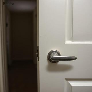 Before: standard lever on painted door