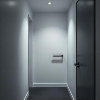 Matte black lever in a long corridor