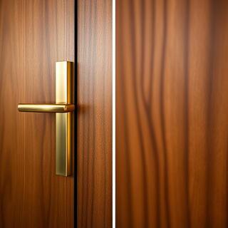 Brass lever with walnut veneer