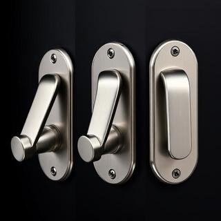 Satin nickel lever near birch plywood