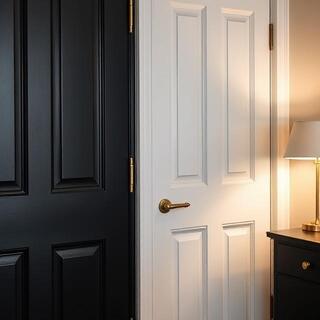 Study door with mixed metal accents