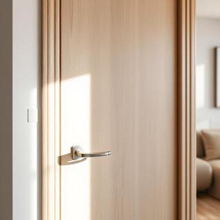 Suite entrance with satin nickel lever